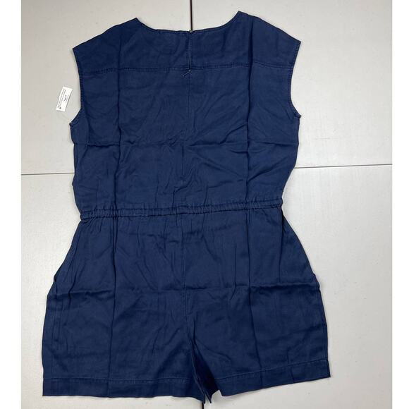 Daily Ritual Women's Large Blue Sleeveless Tencel Shorts Romper Drawstring Top - Picture 8 of 9